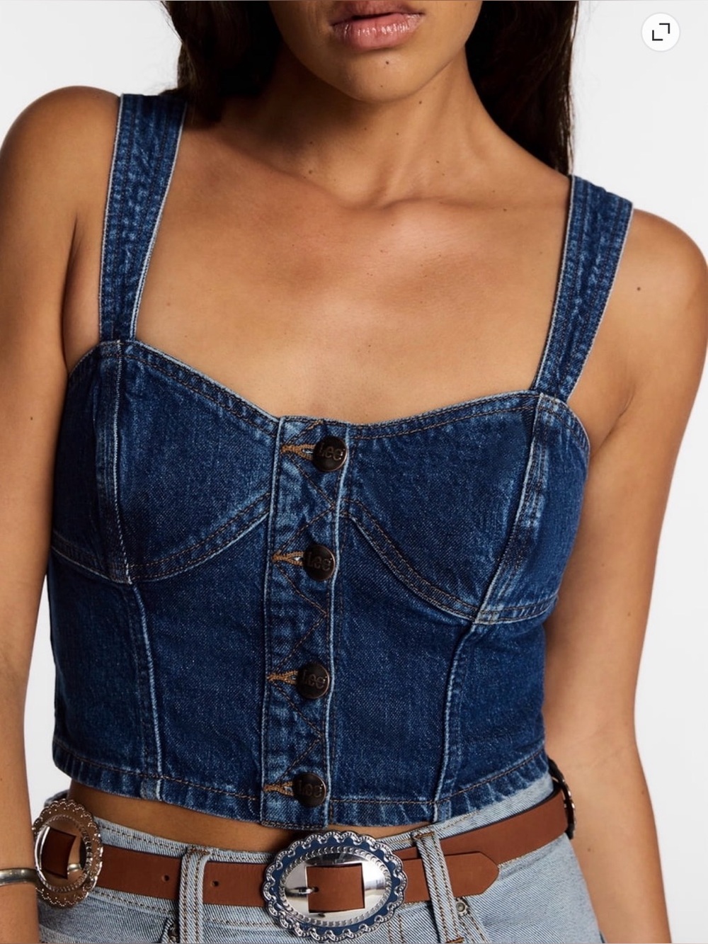 Kasey lee crop denim bustier Higher Climb NWT SZ M